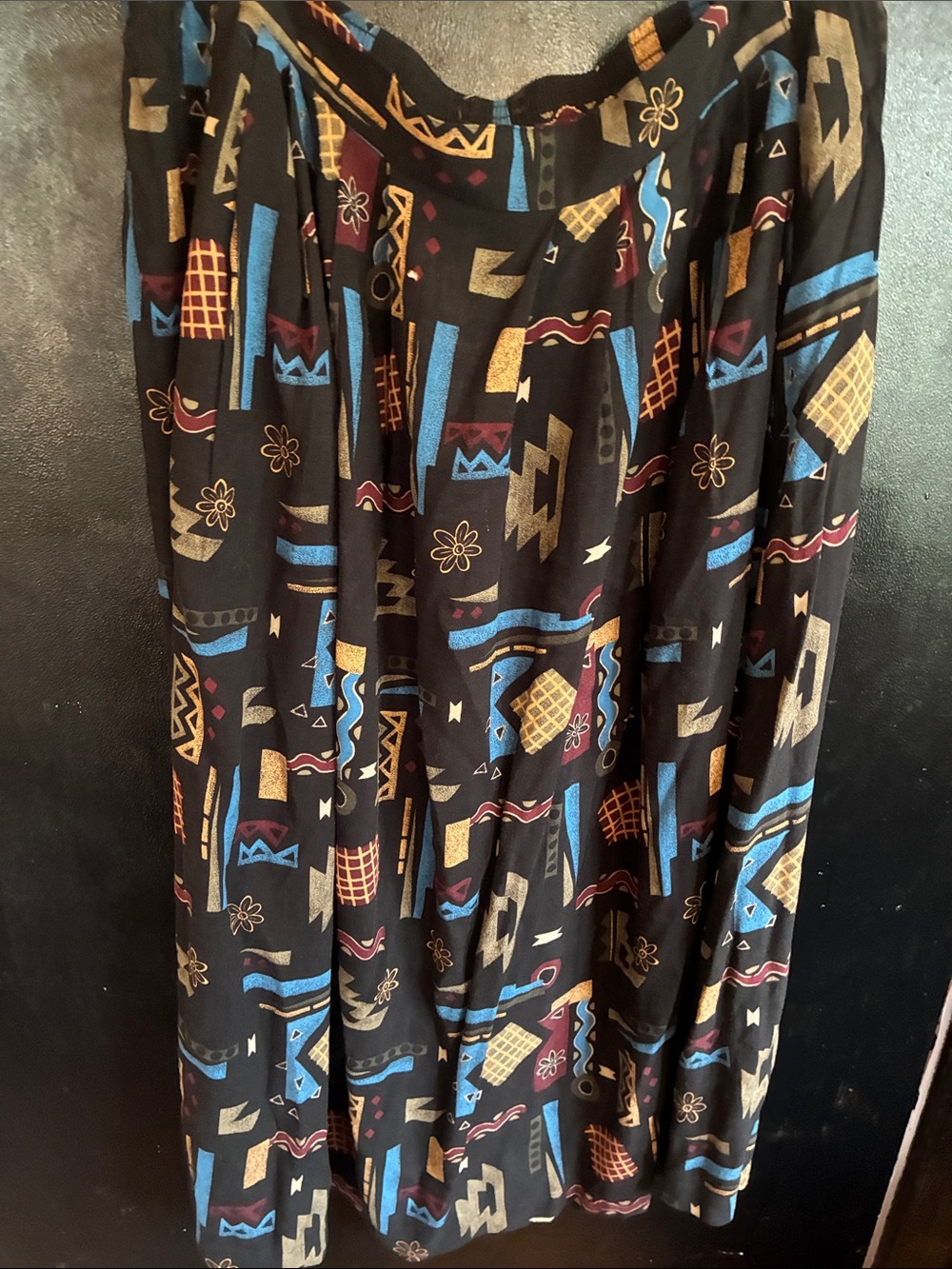 90s Sag Harbor A-Line Skirt Southwest Geometric Print Pockets M